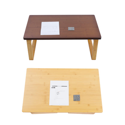 Lage Tafel – Salontafel – Bijzettafel – Laptoptafel – Campingtafel – Ruimtebesparend – Bamboe Blad & Metaal Frame – Inclusief Inklapbare Poten – 75 kg Draagvermogen – Log Color