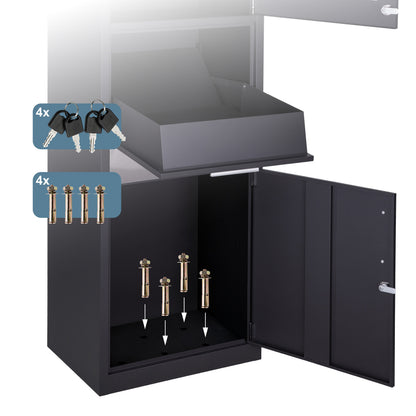 Brievenbus – Wandbrievenbus – Pakketbrievenbus – Postbus – Mailbox – Staand – Met Pakketvak – Gepoedercoat Staal & RVS – Inclusief Slot en 4 Sleutels