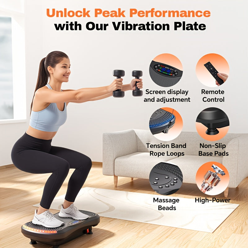 Trilplaat – Vibratieplaat – Vibrerende Fitnessplaat – Powerplate – Fitnessplatform – 7 Lichteffecten – Duurzaam ABS Materiaal