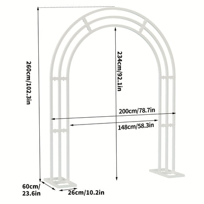 Metalen Tuinboog – Boogdecoratie – Spalier – Bloemenboog – Tuinboog Wit – Drie Verdiepingen – Stevig Metalen Frame 200x60x260 cm
