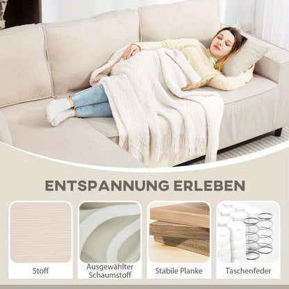 Modern Sofa, Easy to Assemble, Thick and Comfortable Futon Sofa, Suitable for Living Room/ Bedroom/ Office/ Apartment