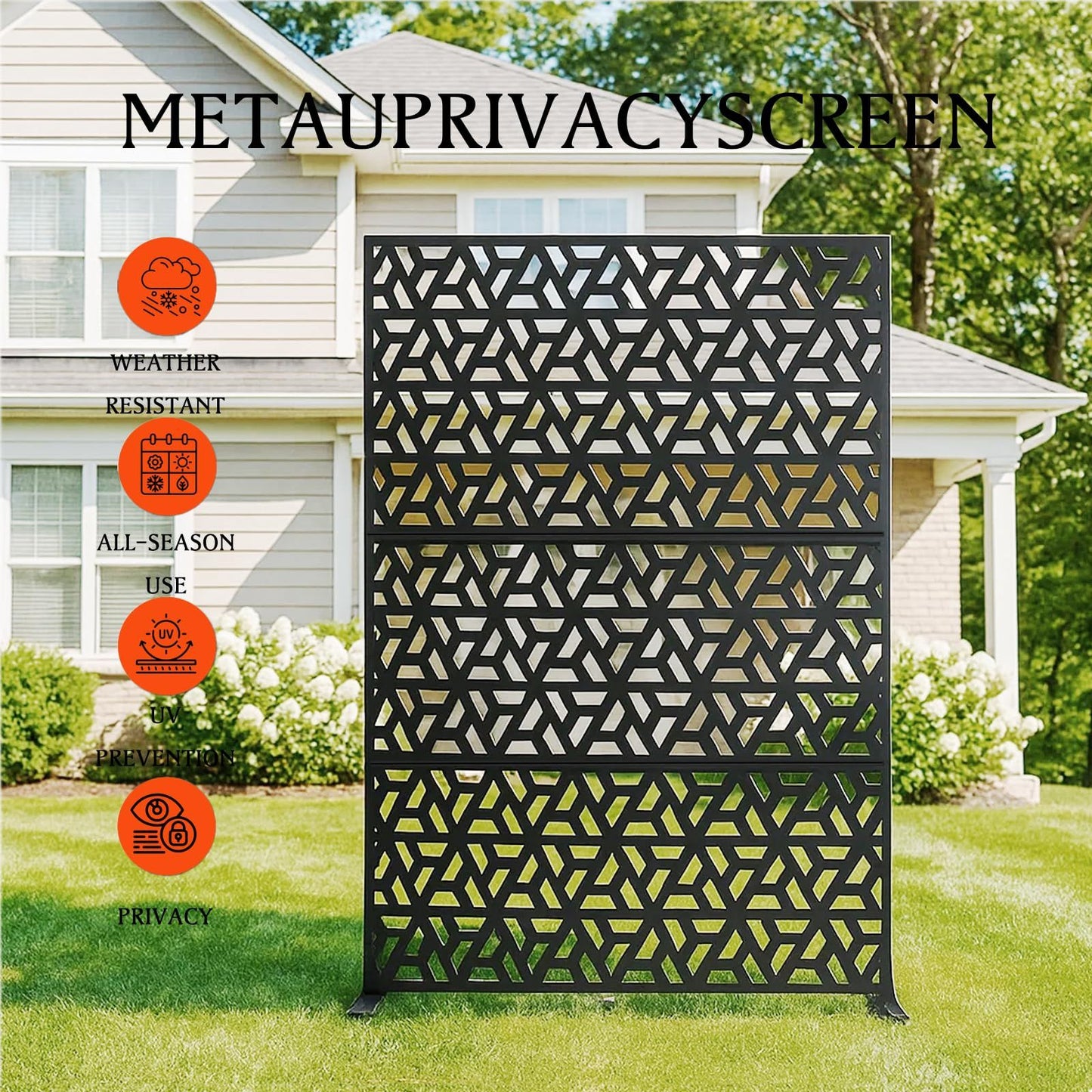 Privacy Scherm Buiten – Schutting Plaat Tuinscherm Balkonafscheiding – Horizontale Strepen Wit – Verzinkt Staal – Weerbestendig & Roestvrij
