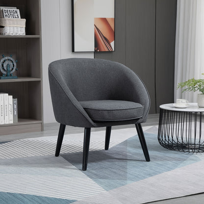 Lounge stoel – cocktailstoel – beklede stoel – bureaustoel – woonkamerstoel – modern design – linnen look – metalen frame – 71 x 65 x 75 cm – grijs