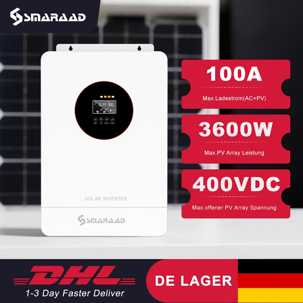 Zonnepaneel Omvormer – Solar Inverter – PV Inverter – Off-Grid Omvormer – MPPT Controller – 24V Naar 230V AC – 100A MPPT Laadregelaar – Hoge Frequentie Conversie