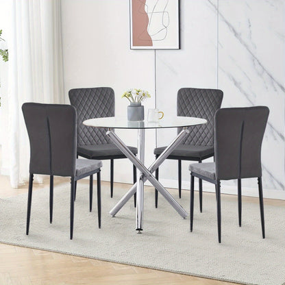 Eetkamerstoelen – Kuipstoelen – Stoelen – Set Van 4/6 – Fluweel Kunstleer Bekleed – Hoge Rugleuning – Zachte Zitting – Zwart Metalen Onderstel