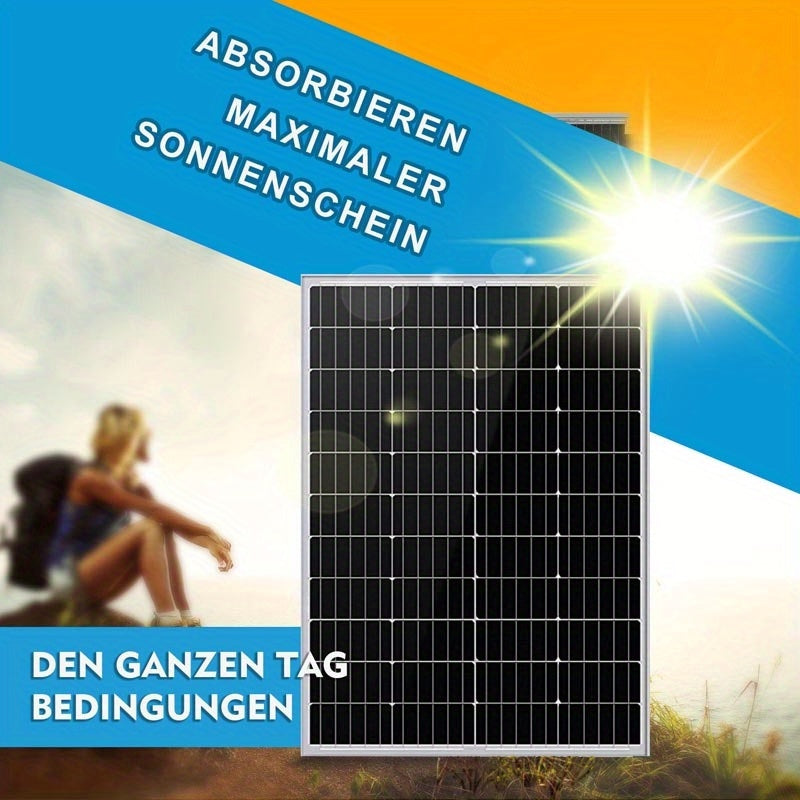 100W 120W 200W 300W Monocrystalline Solar Panels for Caravan Camping, Solar Panels for Power Generation On Boats, Power Generation In Caravans, Power Generation In Homes, Ideal for Campervans, Motorhomes, Caravans, Lorries, L
