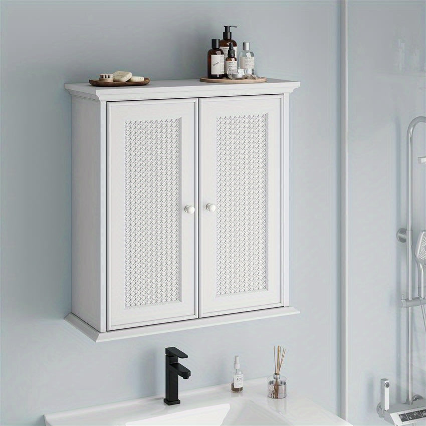Badkamerkast – Wandkast – Opbergkast – Kolomkast – Waskamerschap – Wit – Verstelbare Planken – Hout – Ruimtebesparend Klassiek Design
