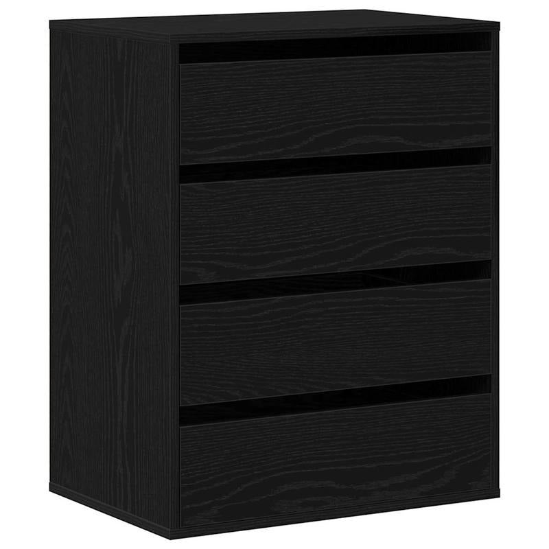 Modern Black Oak Chest of Drawers - 4-Drawer Heavy-Duty Wood Storage Cabinet with Lockable Shelves/Lockable Cabinet (Engineered Wood), Black & Oak, Minimalist Dresser for Bedroom, Living Room, Office Organizer (Easy Assembly,