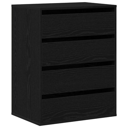 Modern Black Oak Chest of Drawers - 4-Drawer Heavy-Duty Wood Storage Cabinet with Lockable Shelves/Lockable Cabinet (Engineered Wood), Black & Oak, Minimalist Dresser for Bedroom, Living Room, Office Organizer (Easy Assembly,