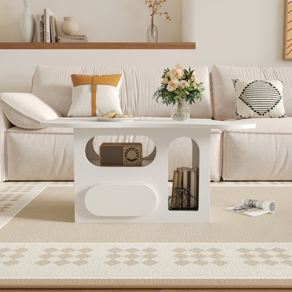 Salontafel – Tafel – Koffietafel – Woonkamertafel – Bijzettafel – Wolkvormig Design – Ruime Opberglade – Compact & Lichtgewicht – Duurzame Constructie