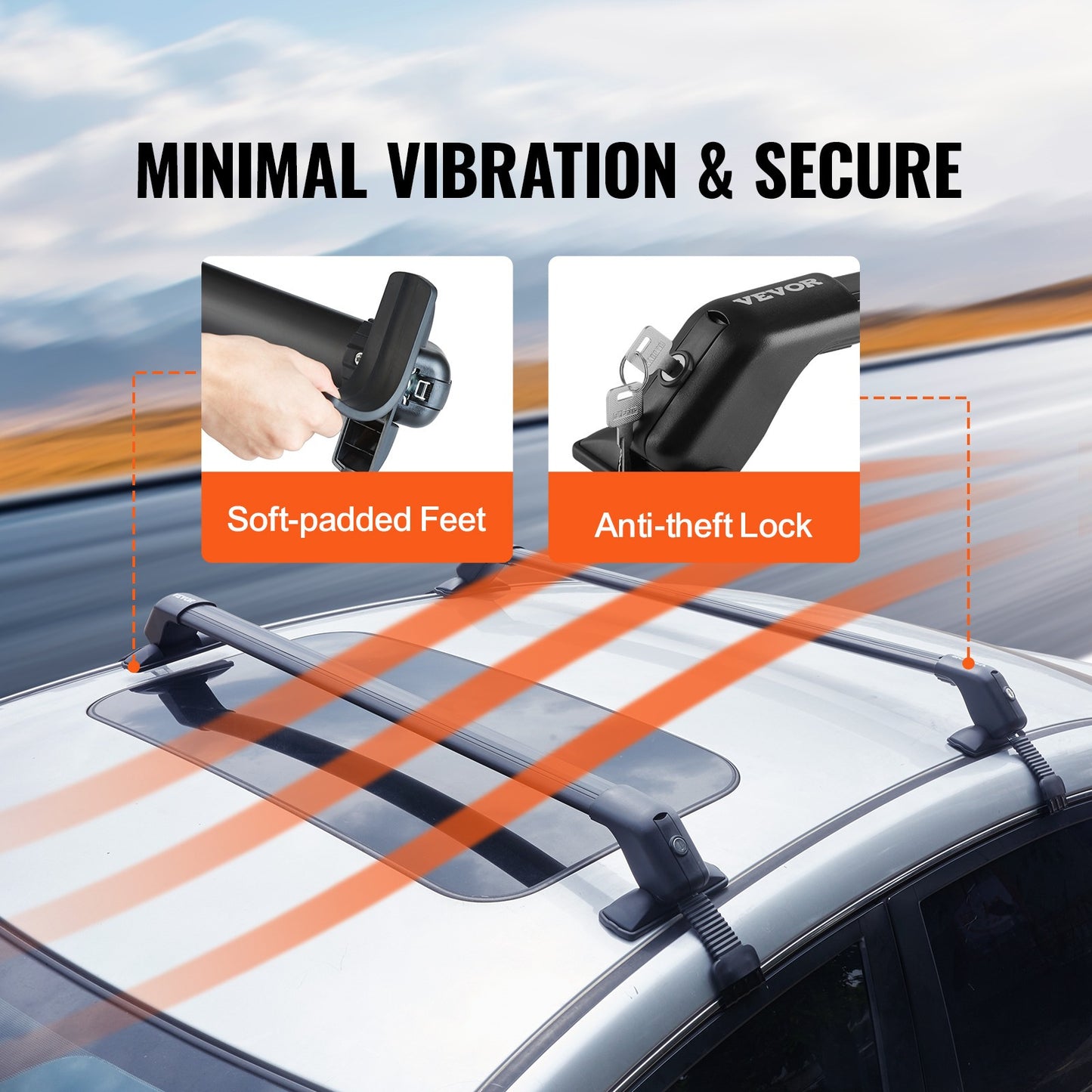 Universele Dakdrager Kruisliggers – Dakdragers – Roof Bars – Dakbeugel – Auto Draagbalken – Aluminium 6063-T6 – Draagvermogen 70 kg – Verstelbaar Zonder Boren – Anti-diefstal Slot