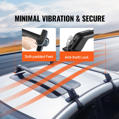 Universele Dakdrager Kruisliggers – Dakdragers – Roof Bars – Dakbeugel – Auto Draagbalken – Aluminium 6063-T6 – Draagvermogen 70 kg – Verstelbaar Zonder Boren – Anti-diefstal Slot