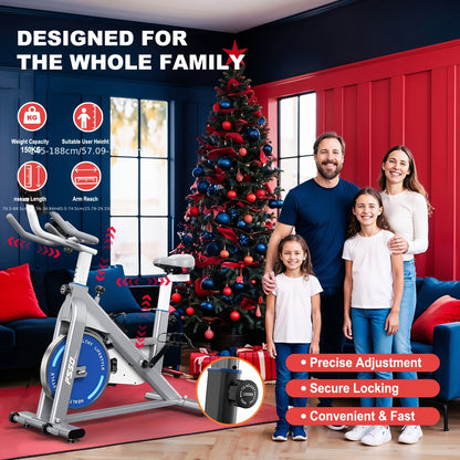 Vowvit Exercise Bike with 300 Watt Resistance Torque, 4-Way Fully Adjustable Ergometer Home Trainer Bicycle, Indoor Fitness Bikes with RPM Display, Large Tablet Holder, 150 kg Load Capacity, Without Battery