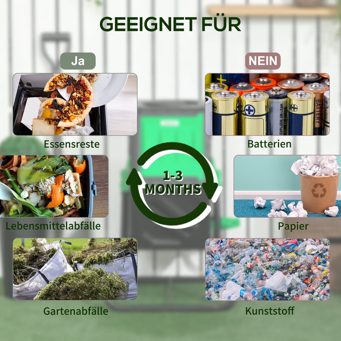 Compostbak – Composteerbak – Compostcontainer – Tuincompost – Keukencompost – 65 Liter Inhoud – 360° Draaibaar Ontwerp