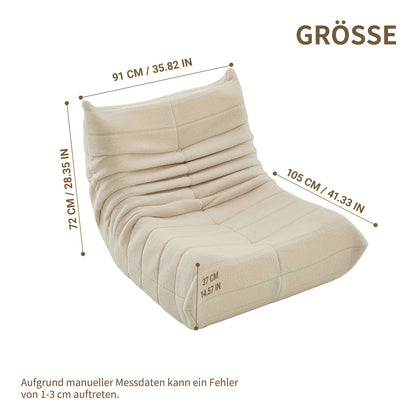 Loungestoel – Zitzakstoel – Armloze Fauteuil – Accentstoel – Voetenbank – Ergonomisch Design – Zachte Sherpa Stof – Off-white Zonder Voetenbank
