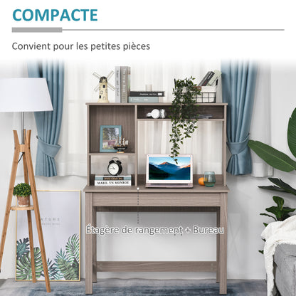 Boekenrek – Boekenkast – Opbergkast – Wandrek – Vakkenkast – 2-in-1 Bureau met Boekenkast – 105 x 50 cm Werkblad – Licht Eikenhout Met Zwart Metaal