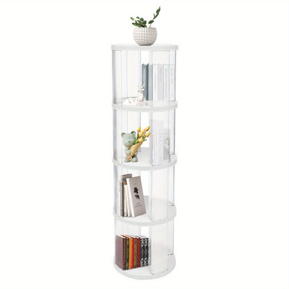 Boekenrek – Boekenkast – Boekenplank – Opbergkast – Boekenstandaard – Draaibaar 360° – Ruim 4-laags – Duurzaam ABS & PET – Compact en Stijlvol – Wit