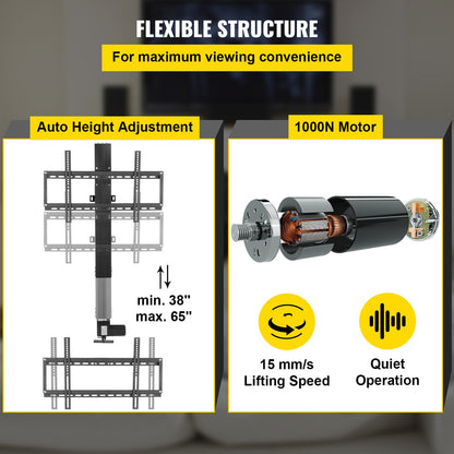 TV Lift – Elektrische TV Beugel – Motorlift – Verstelbare TV Houder – Motorische TV Lift – Aluminium Constructie – Hoogte Verstelbaar 70 cm