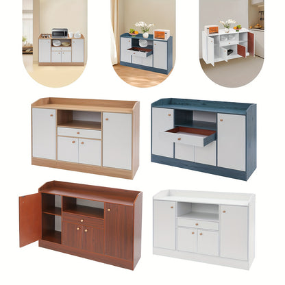 Opbergmeubel – Kast – Dressoir – Keukenmeubel – Buffetkast – Modern – 5 Compartimenten – Hardhout – Magnetische Sluiting – Blauw