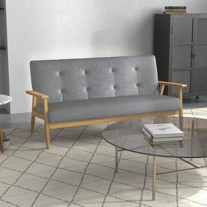 Easy-to-Assemble Modern 3-Seater Sofa Bed-like Couch - Thick Foam & Rubberwood Frame, Gray Upholstered Futon Sofa for Small Spaces, Apartments, Living Room, Bedroom, Office - Durable (Assembly Required)