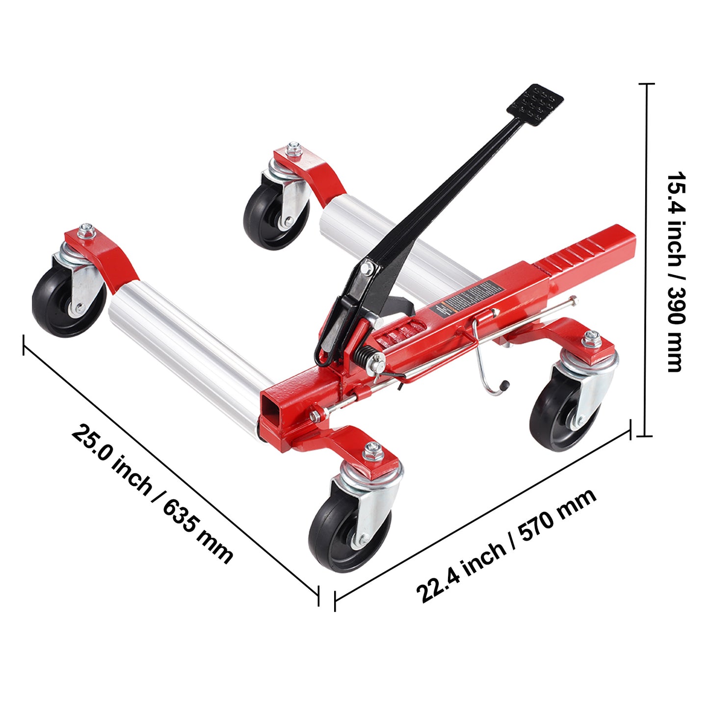 Wielroller – Wiel-dolly – Tire Dolly – Auto Tilwagen – Voertuig Verplaatser – Draagvermogen tot 680 kg – Verstelbare Rollerbreedte 39,7-71,8 cm