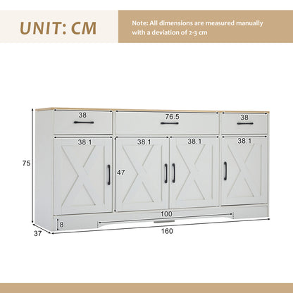 Modern White Sideboard | Multi-functional Wooden Cabinet for Living Room/Dining Room, Decorative Contemporary Style