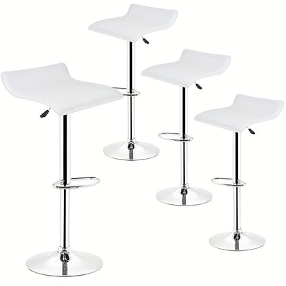 Barstoel – Barkruk – Barkrukken – Barstoelenset – Bistrostoel – Set Van 4 – Verstelbare Zithoogte – Vegan Kunstleer Wit