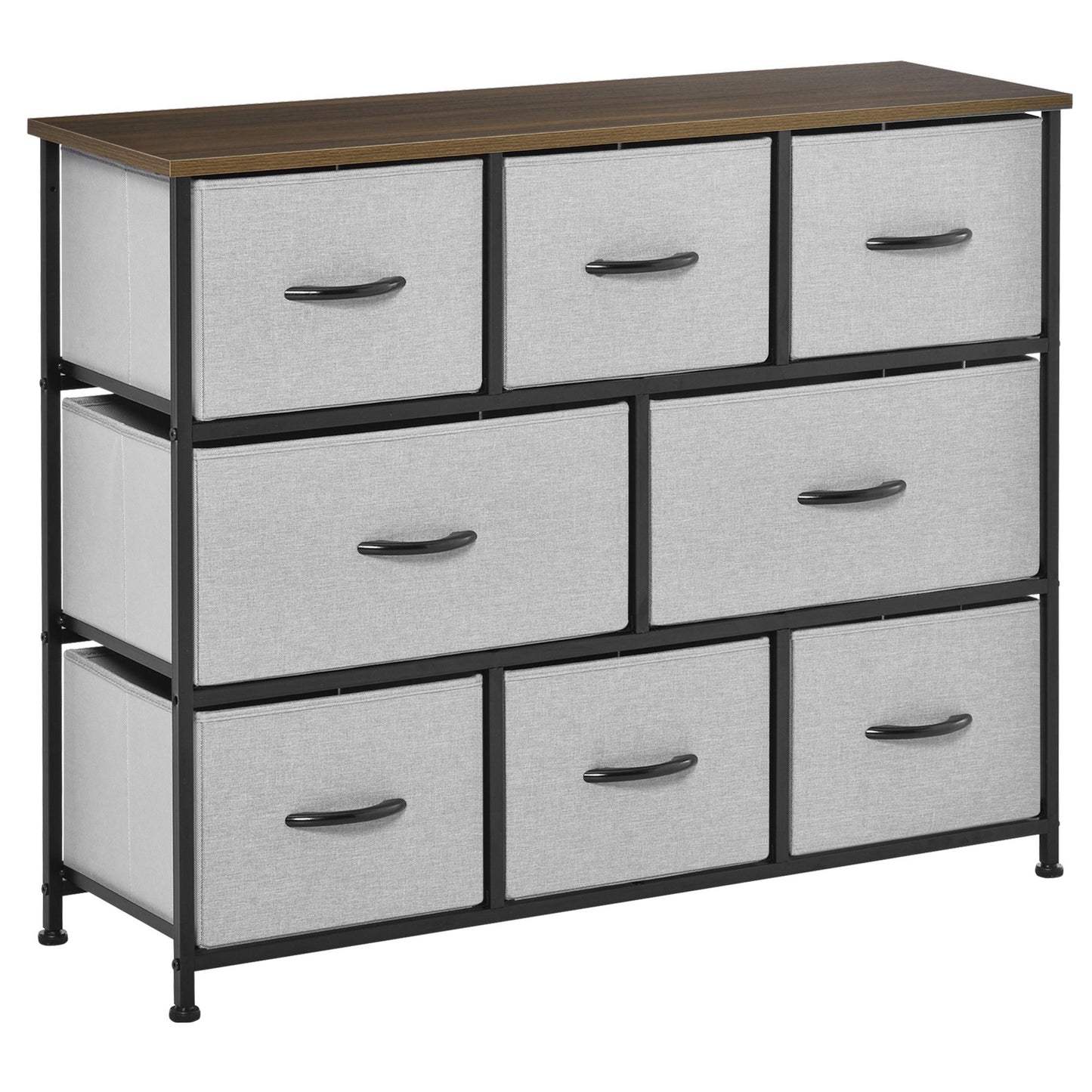 Opbergkast – Dressoir – Kast – Ladeblok – Stoffen Lades – Grijs – Compact Hoog Design – Metalen Frame & MDF Bovenblad
