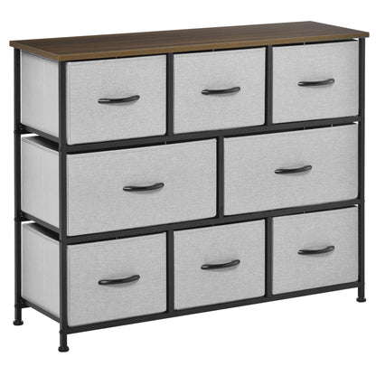 Opbergkast – Dressoir – Kast – Ladeblok – Stoffen Lades – Grijs – Compact Hoog Design – Metalen Frame & MDF Bovenblad