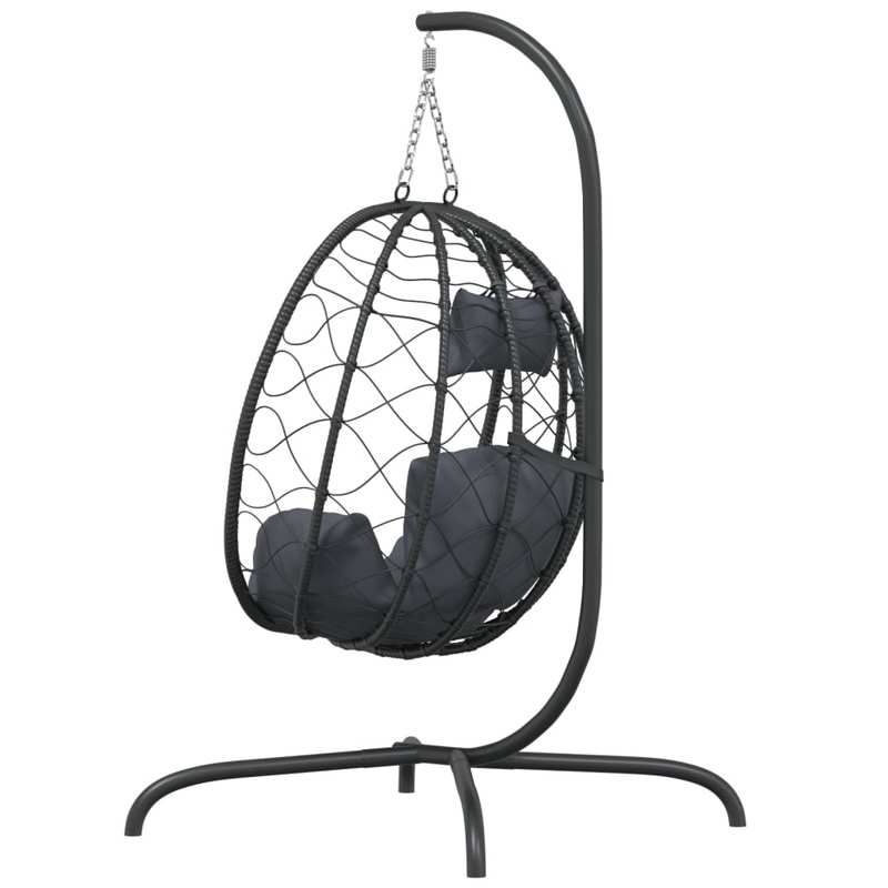 Hangstoel Ei – Hangstoel Schommelstoel Tuinstoel Relaxstoel – Stevig Gepoedercoat Stalen Frame – Synthetisch PE-Rattan – Met Kussen – Weerbestendig – Binnen & Buiten – Tot 150 kg – Compact Design