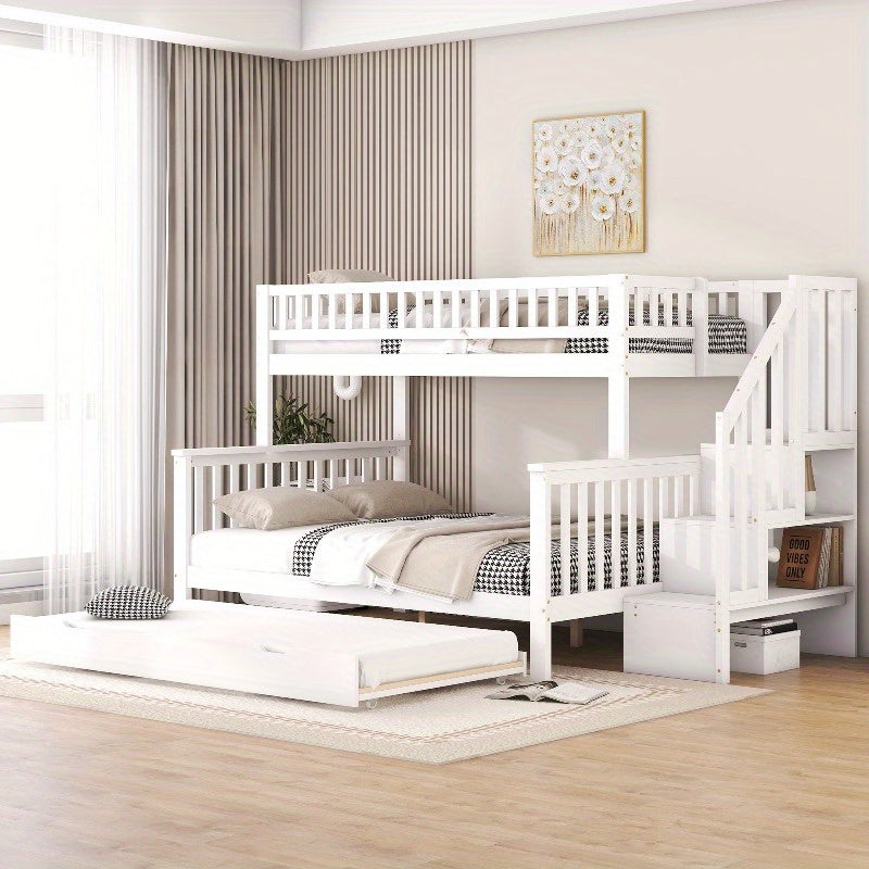 Witte Metaal Hoogslaper – Loftbed – Stapelbed – Stapelbed met Lade – Stalen Bedframe – Twin/Full 90x200 & 140x200cm – Ruimtebesparend Ontwerp – Stevig Metalen Constructie