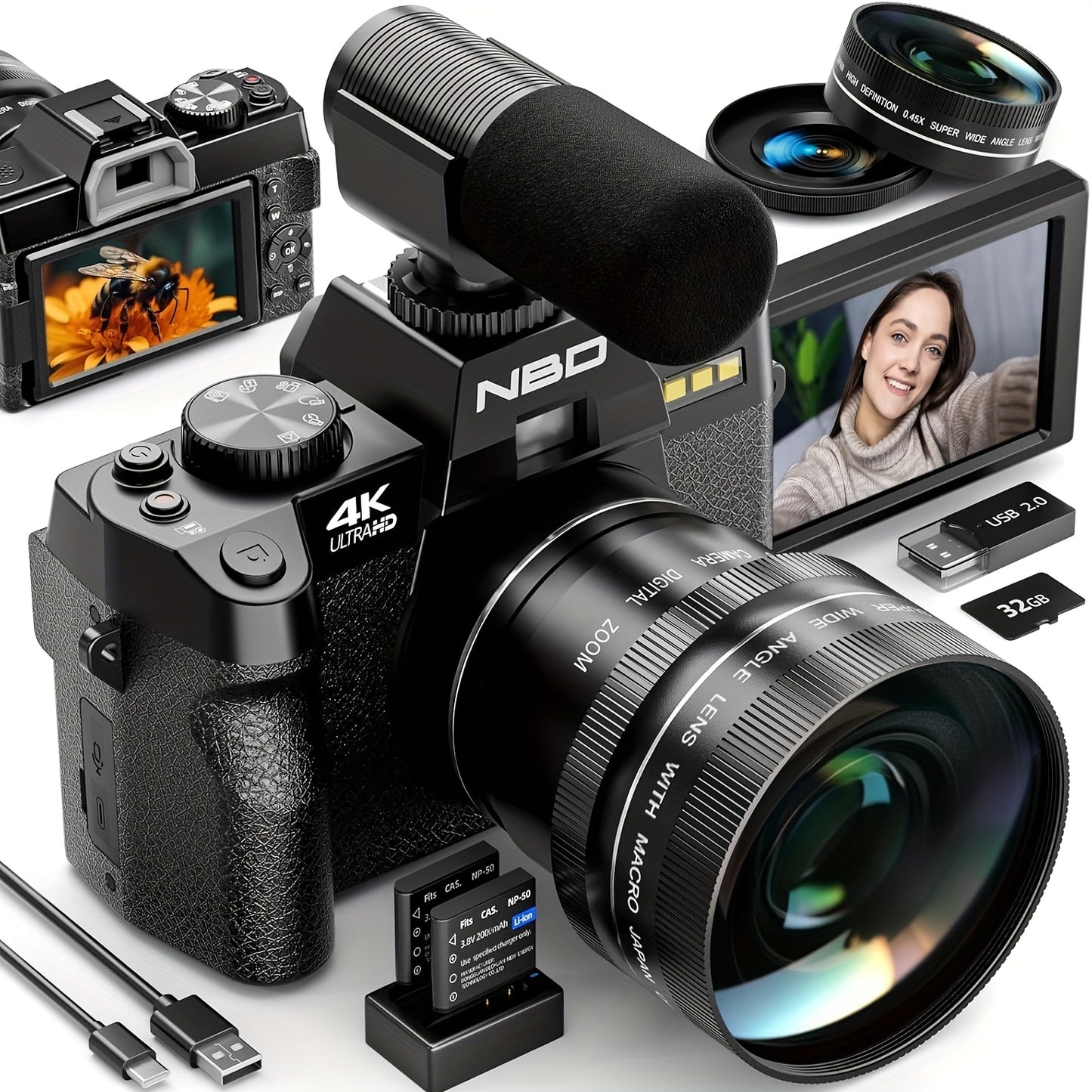 Vlogcamera – Digitale Camera – Compactcamera – Fotocamera – Video Camera – 48MP Scherpe Beeldkwaliteit – 4K Video Met Autofocus