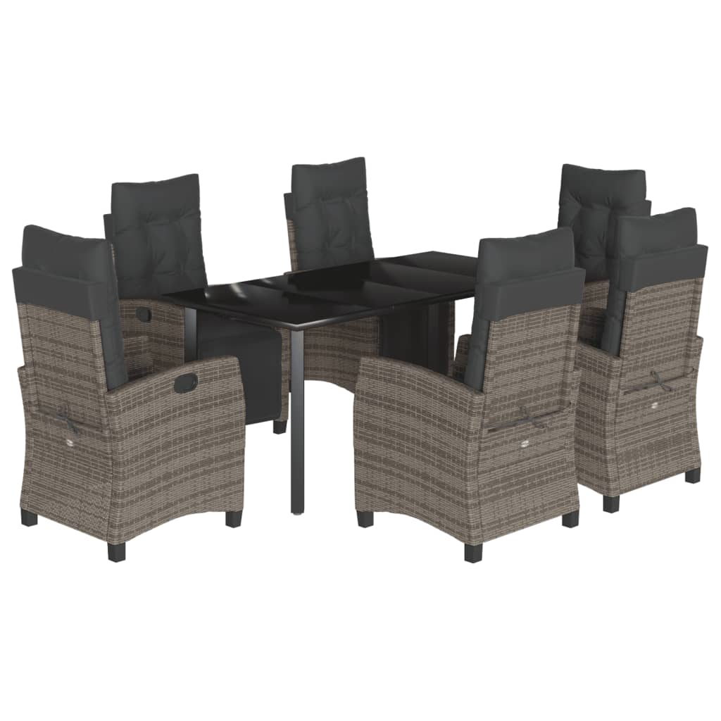 Tuinset – Tuinmeubelset – Lounge Set – Terrasmeubelen – Buitenmeubels – Verstelbare Rug- En Voetensteun – Weerbestendig PE-Rattan Met Geharde Glasplaat