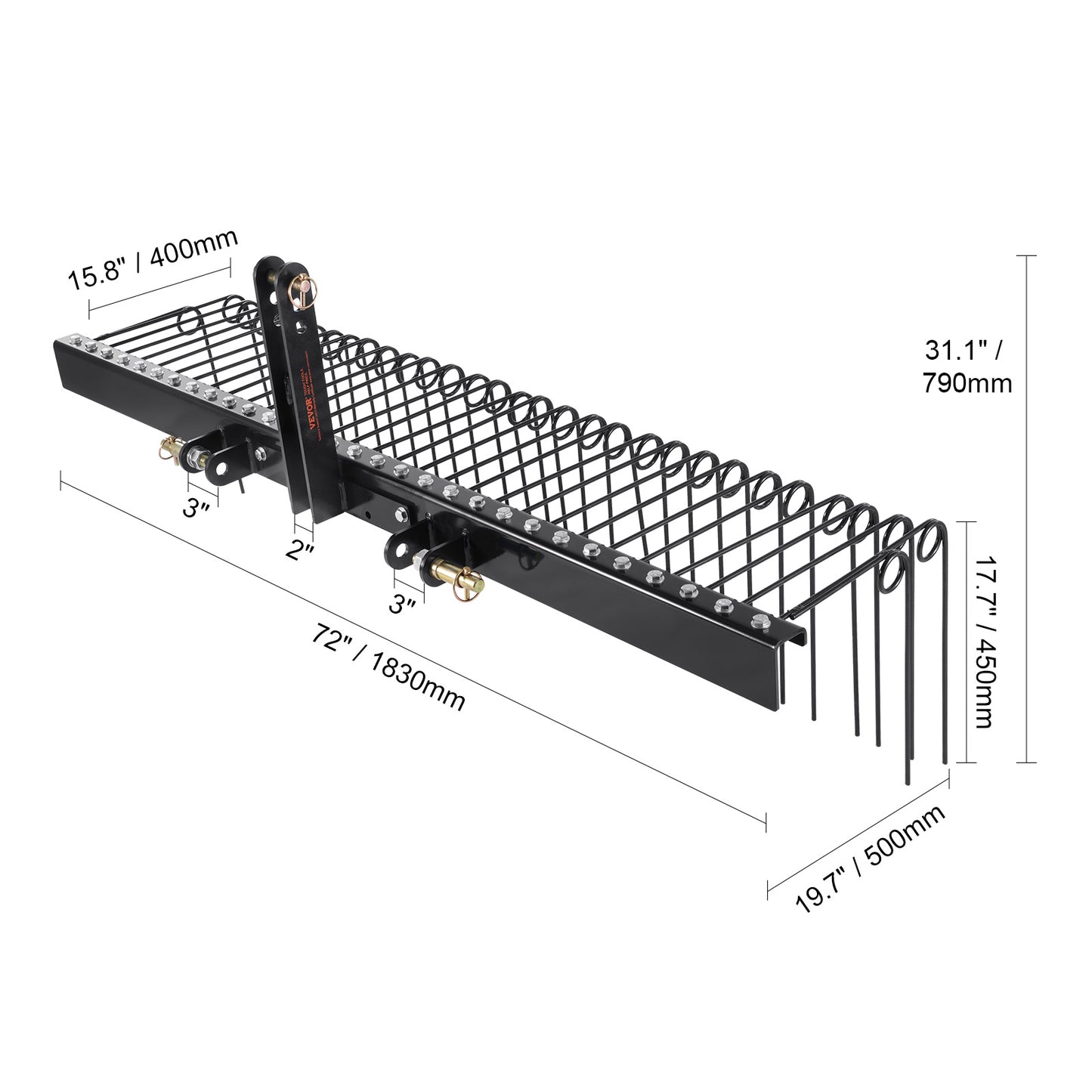 Verticuteermachine – Gazonhark – Verticuteerder – Gazonbeluchter – 72 Inch Werkbreedte – 32 Robuuste Stalen Tanden