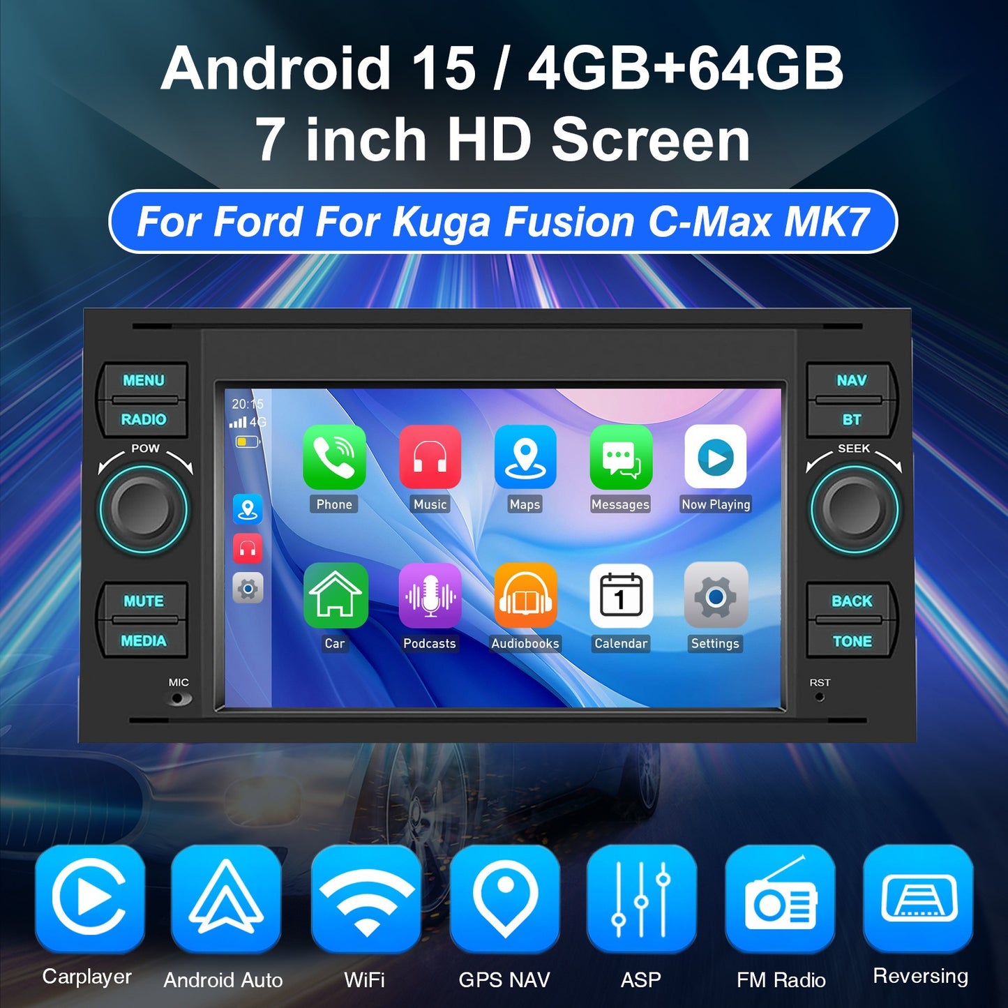 Android Autoradio – Multimedia Systeem – In-Car Entertainment – Navigatie Systeem – Auto Radio – 7 Inch HD Touchscreen – 4GB RAM 64GB Opslag – Inclusief AHD Camera & Dashcam