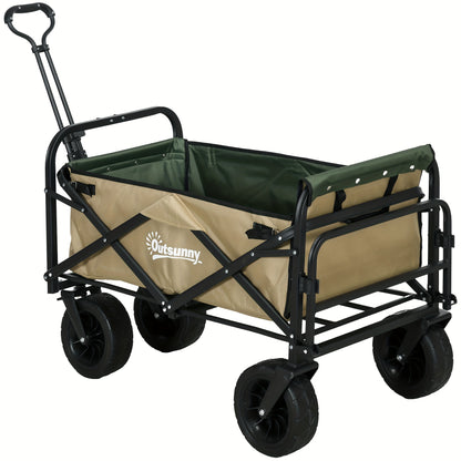 Opvouwbare Transportkar – Handwagen – Strandkar – Boodschappenwagen – Tuinkar – Kaki Groen – Draagkracht Tot 100 Kg – Stevig Oxford Materiaal
