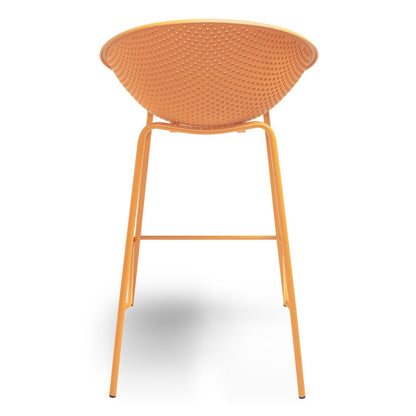 Barkrukken – Krukken – Barstoelen – Zithoogte 75 cm – Set van 4 – Geel – Duurzaam Polypropyleen – Comfortabele Rugleuning en Voetsteun