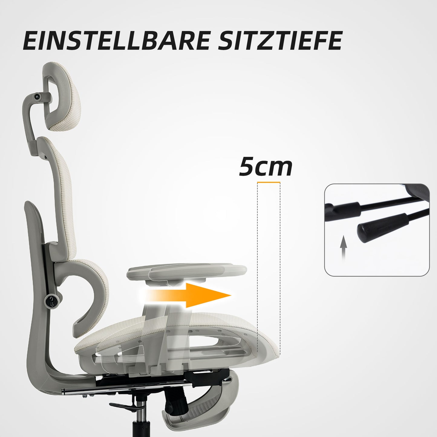 Bureaustoel – Ergonomische Stoel – Kantoorstoel – Draaistoel – Computerstoel – Ademend Mesh Stof – Verstelbare Hoogte en Rugleuning – Inklapbare Armleuningen – Met Hoofdsteun – Beige