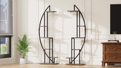 Plantenstandaard – Plantenrek – Bloemenrek – Groeilichtstandaard – Plantenhouder – 6 Lagen – Ingebouwd Groeilicht – Crescentshape – Metaal – 160 cm – Zwart
