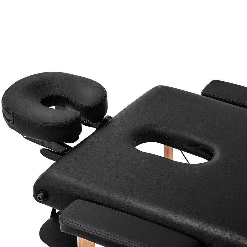Folding Wide Massage Bed with Wooden Frame VANNES BLACK - Black