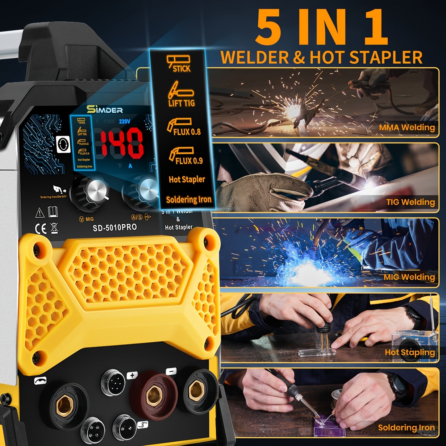 Lasapparaat – Lasmachine – MIG Lasmachine – TIG Lasmachine – Elektrode Lasapparaat – 5-in-1 Multifunctioneel – IGBT Inverter Technologie – 220V Metalen Behuizing