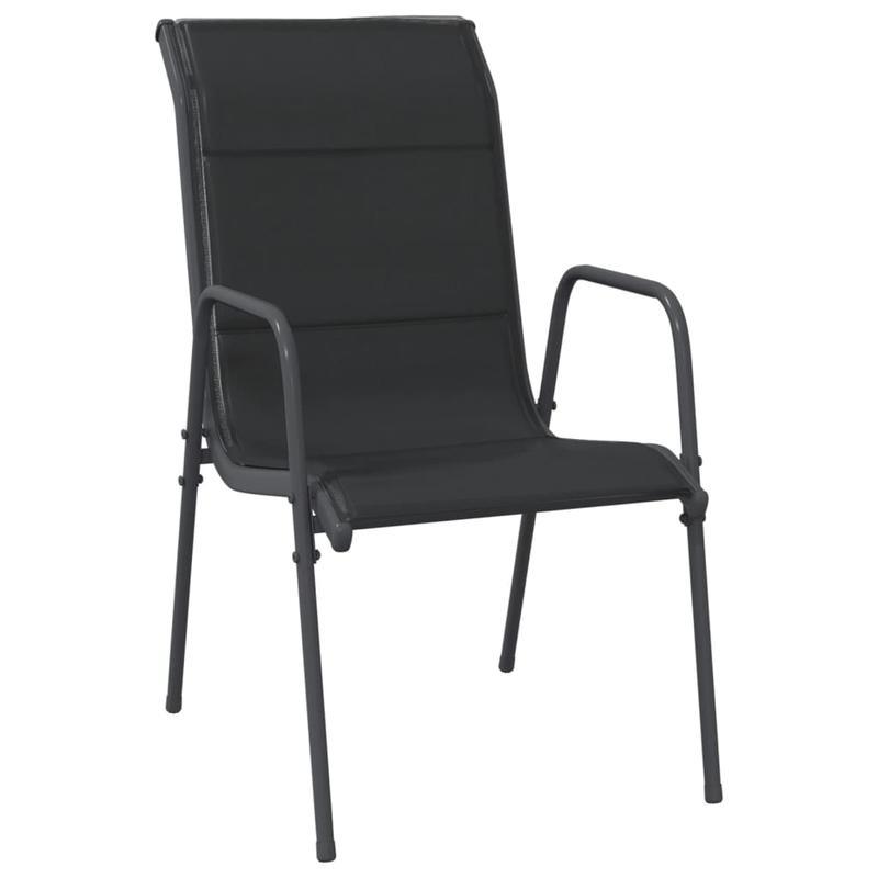 Tuinstoelen – Terrasstoelen – Balkonstoelen – Stapelbare Stoelen – Tuinmeubelen – Set van 6 – Staal & Textileen – Weerbestendig & Ergonomisch