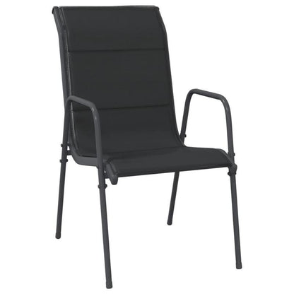 Tuinstoelen – Terrasstoelen – Balkonstoelen – Stapelbare Stoelen – Tuinmeubelen – Set van 6 – Staal & Textileen – Weerbestendig & Ergonomisch