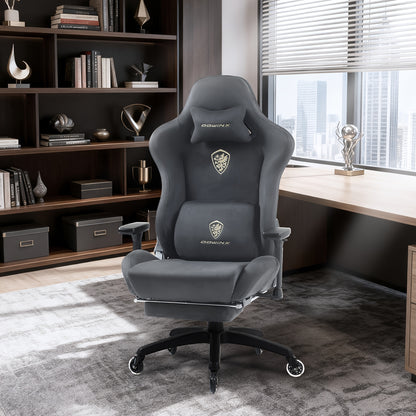 Gamingstoel Ergonomisch – Bureaustoel Gaming – Zwarte Draadloos Bureaustoel – Bureaustoel Zwart – Gaming Bureaustoel Comfort – Verstelbare Rugleuning – 3D-armleuningen – Stevig Gelegeerd Staal – Grijze PU Bekleding
