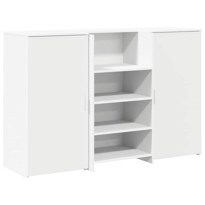 Balie – Receptiebalie – Werkplek – Ontvangstbalie – Balie Meubel – Wit – Modern – Opbergruimte – Ruim Werkblad 155x50 cm – Stevig Houten Design