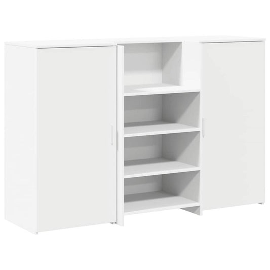 Balie – Receptiebalie – Werkplek – Ontvangstbalie – Balie Meubel – Wit – Modern – Opbergruimte – Ruim Werkblad 155x50 cm – Stevig Houten Design