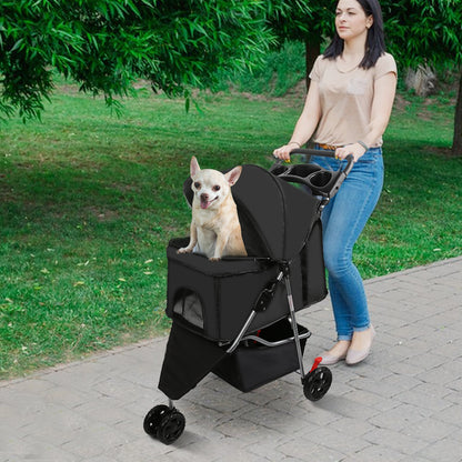 Hondenbuggy – Dierenwagen – Huisdierenwagen – Wandelwagen – Dierenbuggy – Lichtgewicht Met Metalen Frame – Opvouwbaar Met Grote Opbergmand