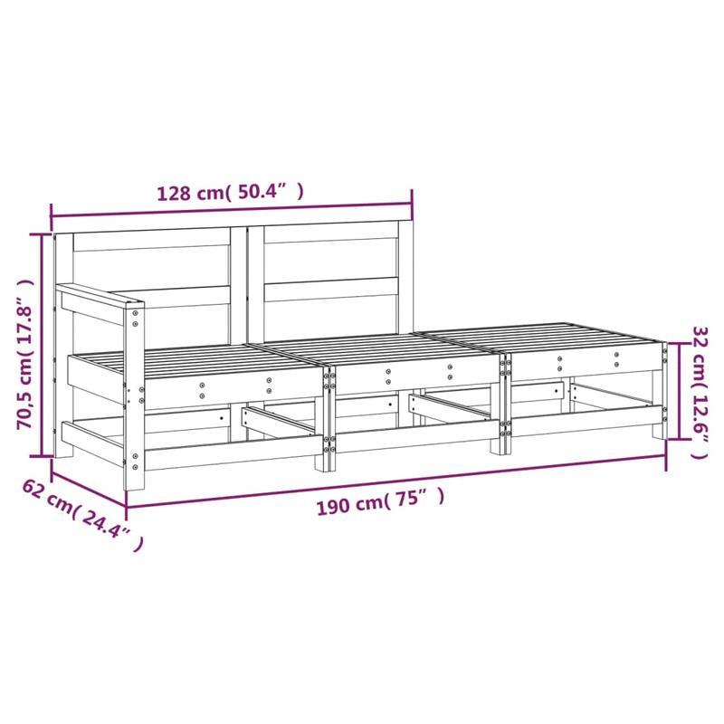 Loungebank – 3-Zits Bank – Loungeset – Tuinbank – Buitenbank – Houten Frame – Comfortabele Katoenen Kussens