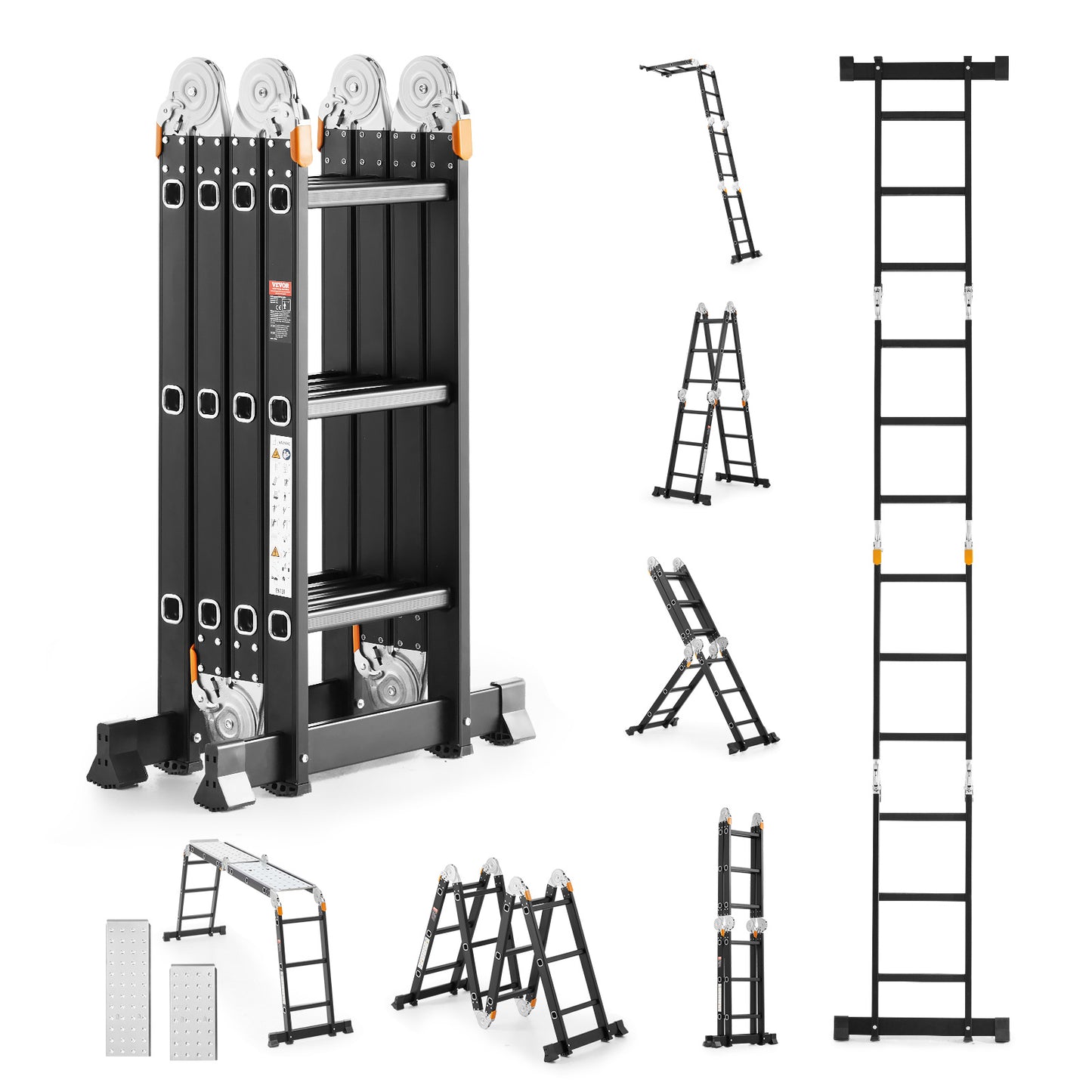 Vouwladder – Multifunctionele Ladder – Klappleder – Scharnierladder – Combiladder – 7-in-1 Design – Lichtgewicht Aluminium 150 kg Belastbaar