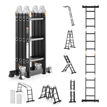 Vouwladder – Multifunctionele Ladder – Klappleder – Scharnierladder – Combiladder – 7-in-1 Design – Lichtgewicht Aluminium 150 kg Belastbaar